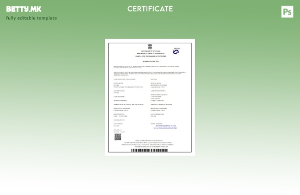 Модерен стил Шаблон за потврда за смрт на владата на Индија во Асам